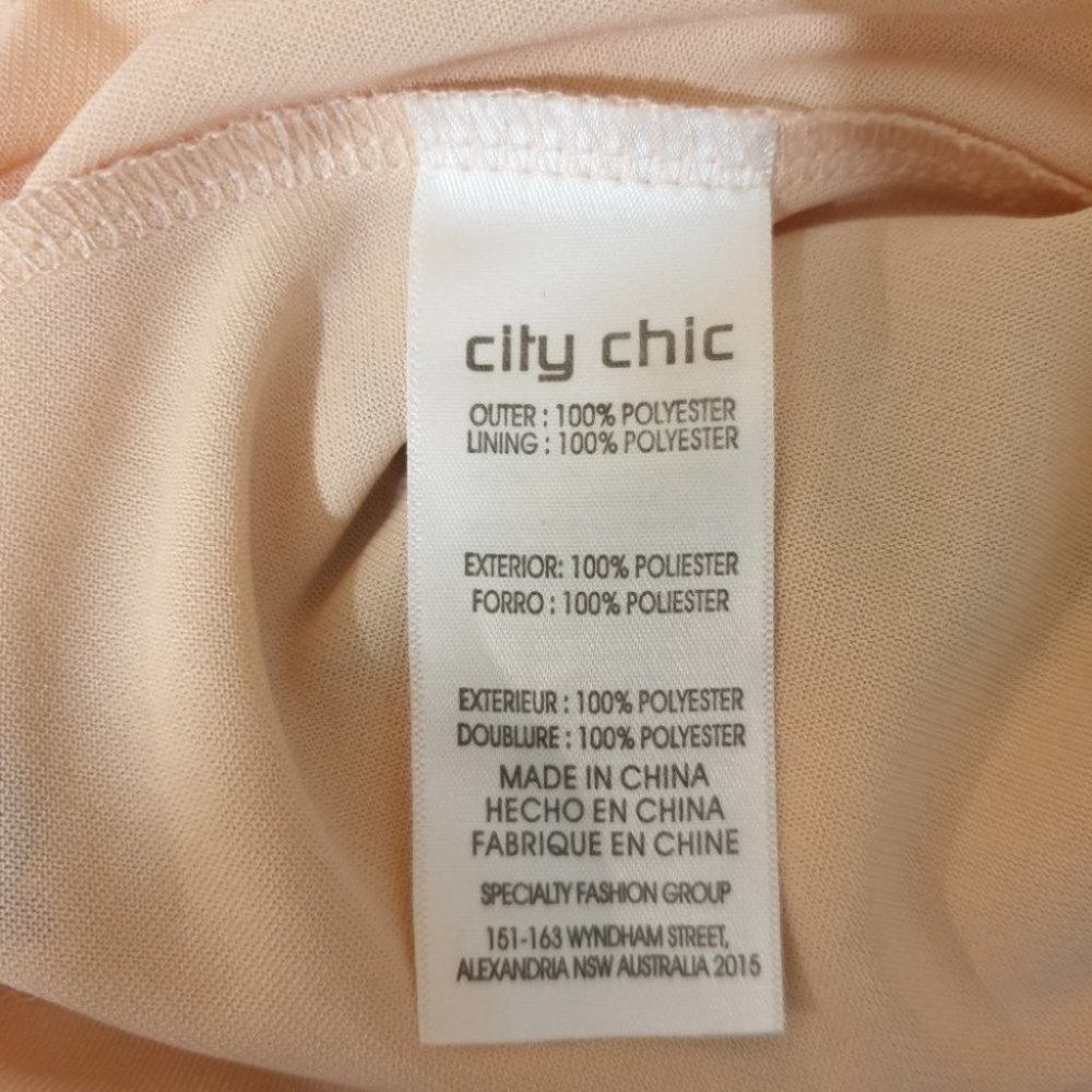 CITY CHIC Plus Size XS (AU 14) Peach V-Neck Sleeveless Top Floral Ruffle Front - Picture 11 of 12